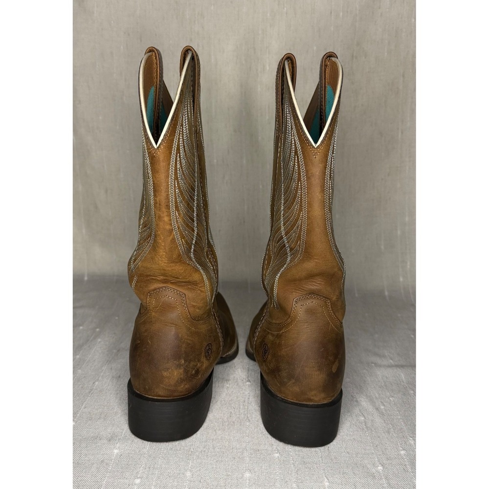 Ariat Leather Square Toe Boots US 11 Western Embroidered Brown 10018528 - Picture 6 of 9
